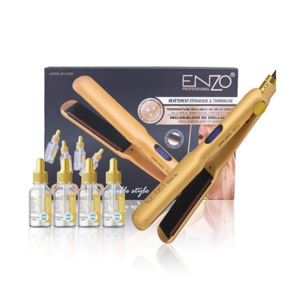 ENZO Gold Ceramic & Tourmaline Flat Iron Set