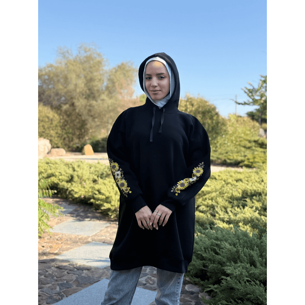 Trendy Flower Oversize Hoodie