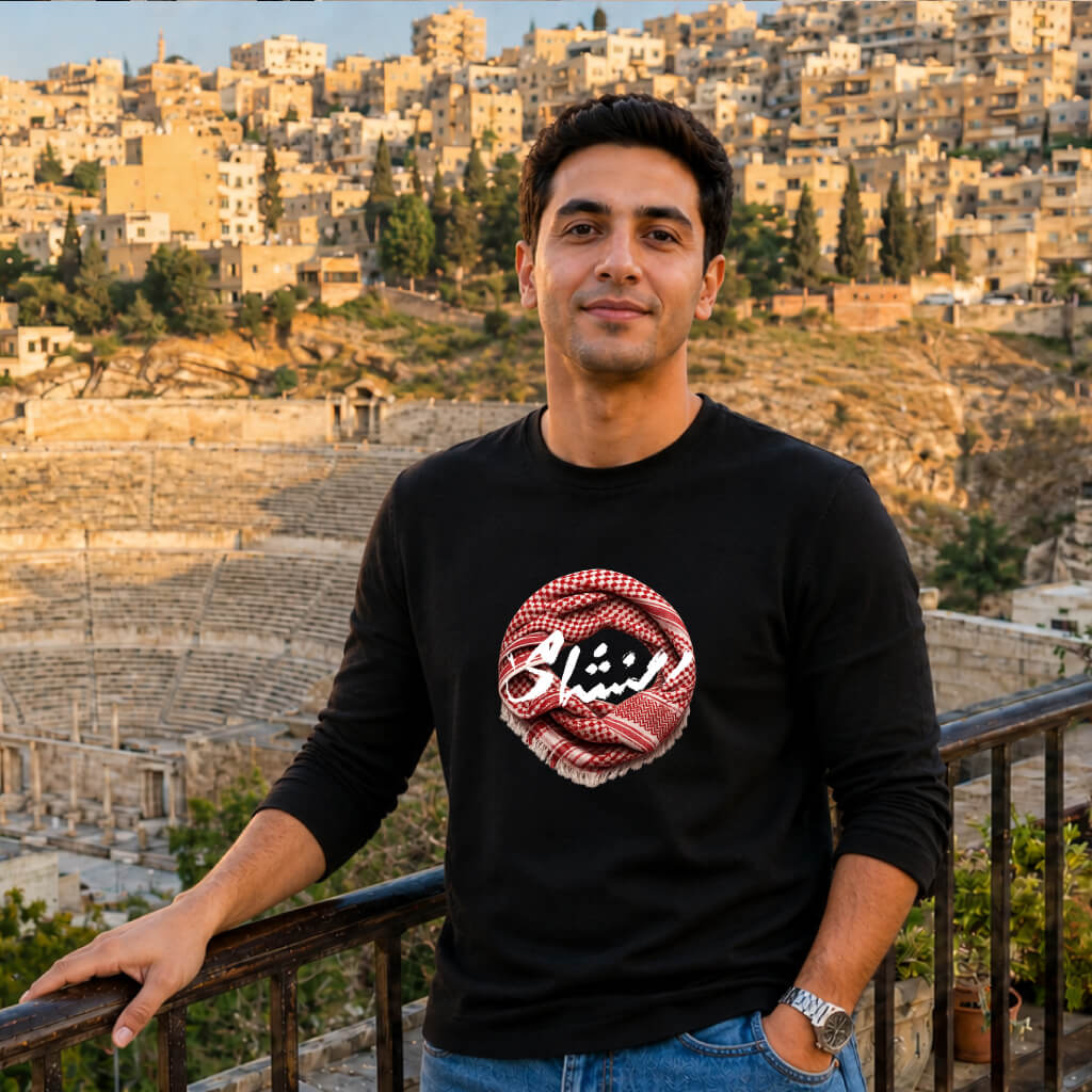 Jordan Heritage T-Shirt – Premium Turkish Cotton A modern t-shirt that blends premium Turkish cotton with national pride! Crafted from high-quality 70% natural cotton to give you exceptional comfort and long-lasting softness throughout the day. Featuring a stylish, unique Jordan-inspired design, it’s the perfect choice for your everyday casual look.
